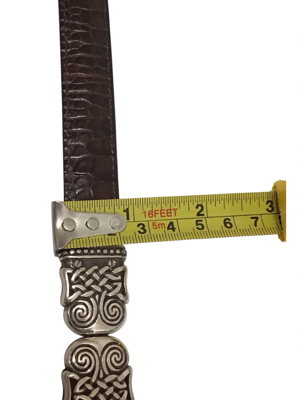 Brighton Black Leather Belt with Decorative Silver Buckle Size Small Vintage